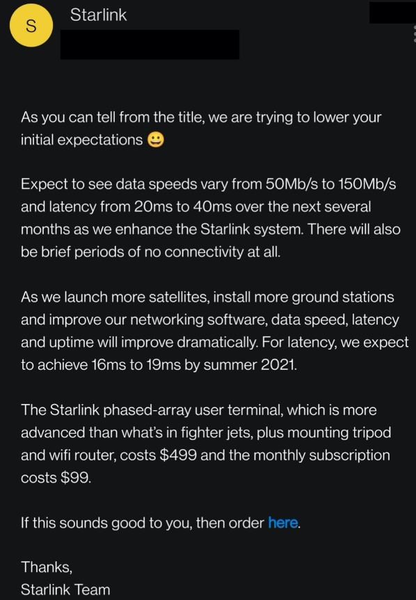 Інтернет від Ілона Маска запрацює до кінця цього року, додаток Starlink з'явилося в App Store