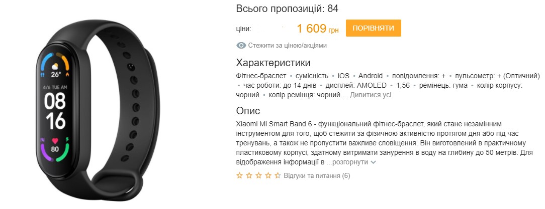 Xiaomi Mi Band 6 рекордно подешевшав в Україні