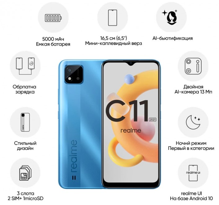 Realme C11 2021 найдоступніший смартфон бренду за 2593 гривня