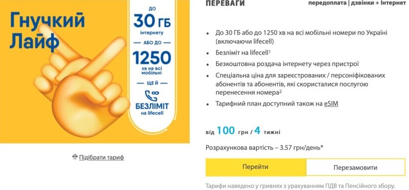 Київстар, Vodafone і lifecell показали вигідні тарифи з інтернетом за 100 гривень