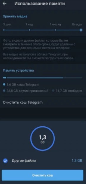 Telegram займає багато місця: що робити і як очистити