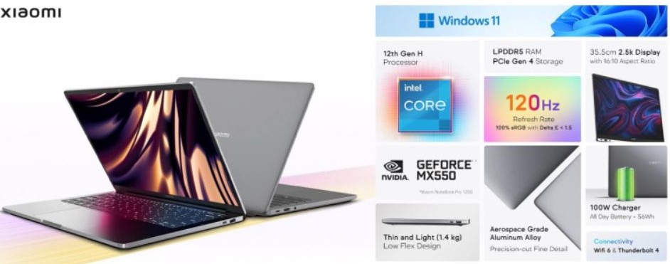 Офіційно представлені ноутбуки Xiaomi NoteBookPro 120: ціна і характеристики вражають