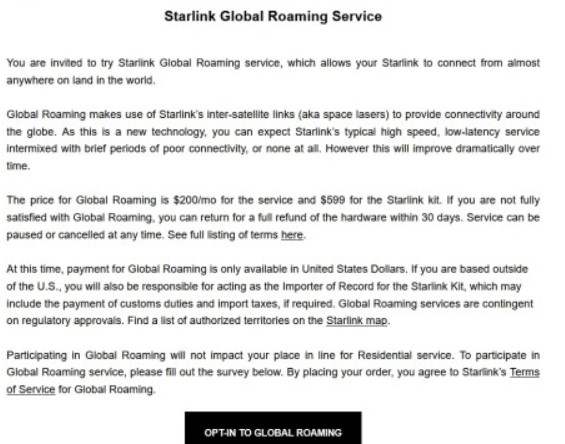 SpaceX оголосив глобальний роумінг для Інтернета Starlink