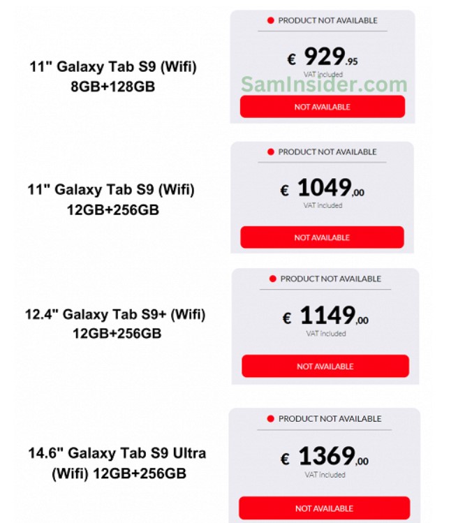 Офіційно названо ціни планшетів Samsung Galaxy Tab S9, Galaxy S9 Plus та Galaxy Tab S9 Ultra