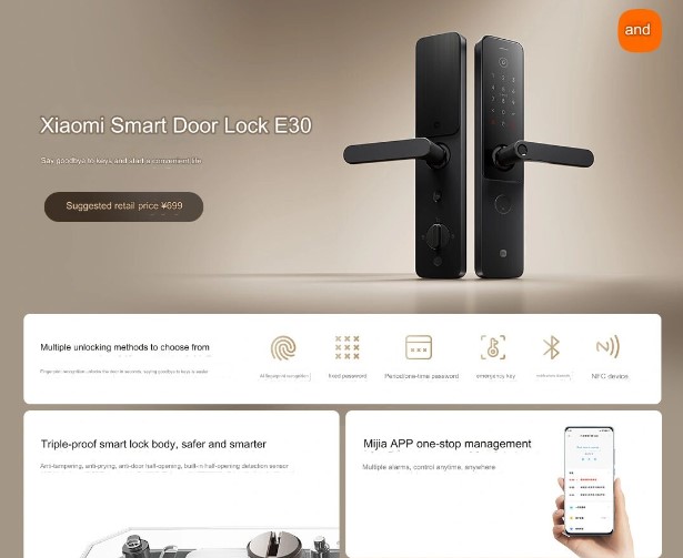 Офіційно представлений розумний замок Xiaomi Smart Door Lock E30 з шістьма рівнями захисту